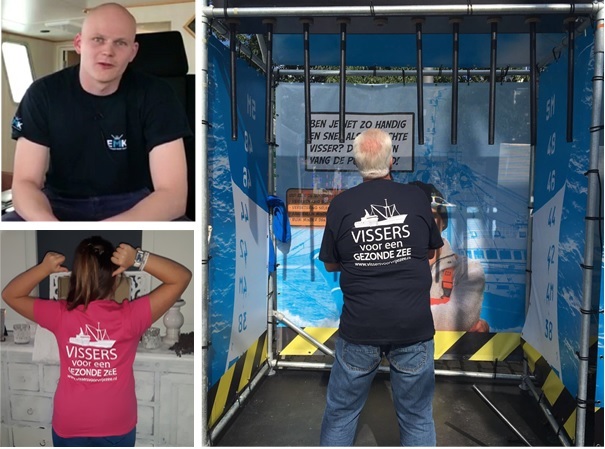 EMK T-shirt 'vissers voor een gezonde zee' verkrijgbaar in donkerblauw en roze, maat 98-XXXL.
